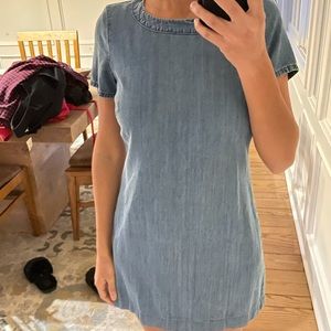 1960s mod shift dress blue Jean material